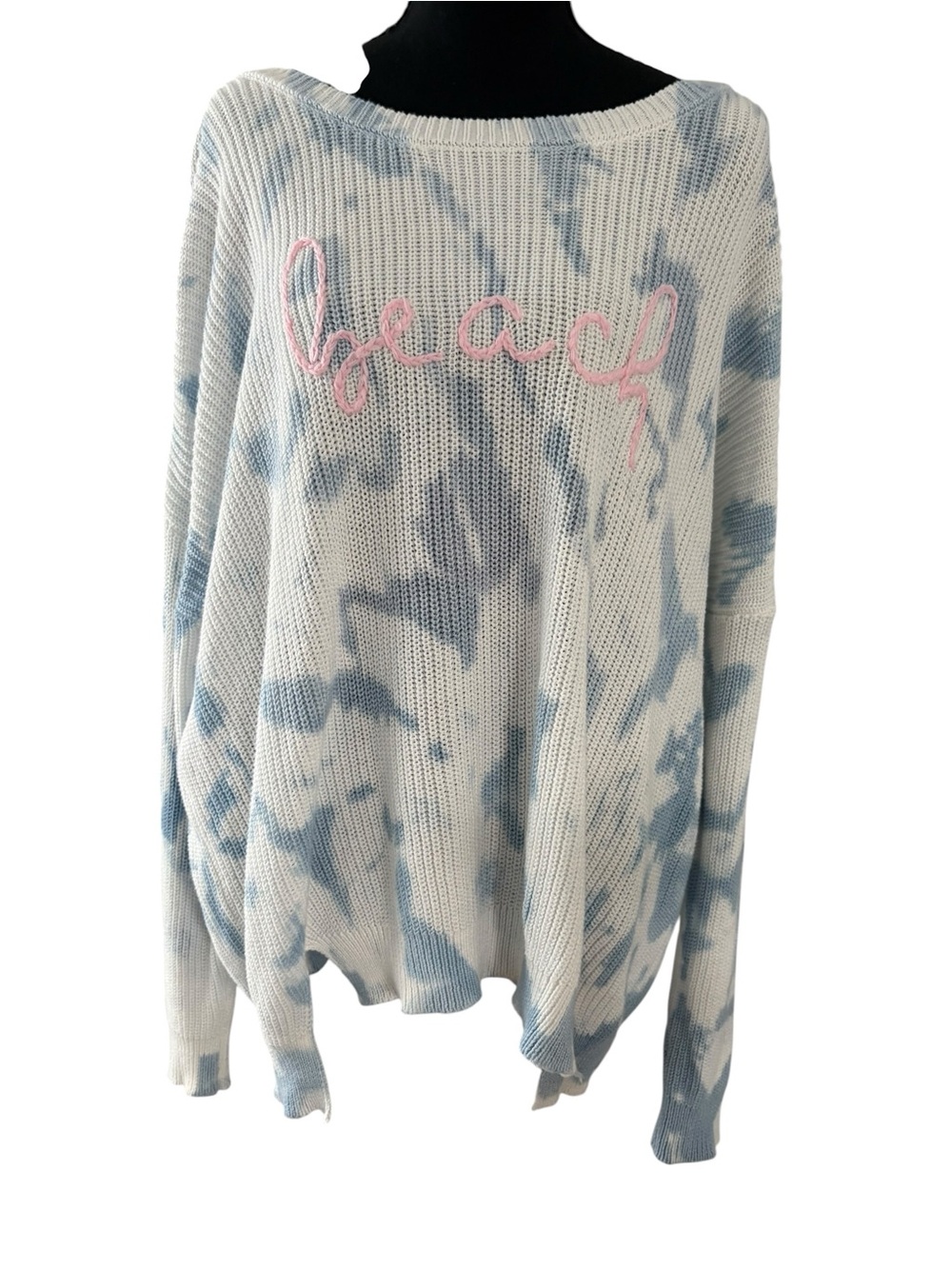 Light Blue Tie-Dye 'Beach' Oversized Women's Sweater